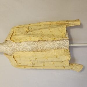 Appleseed's Petites Yellow Floral Eyelet Embroidered Long Sleeve Shacket Size PL